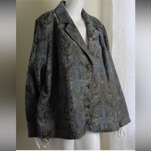 Erin London ELCC Jade Teal tweed Tapestery Art-to-Wear lined Jacket Blazer coat